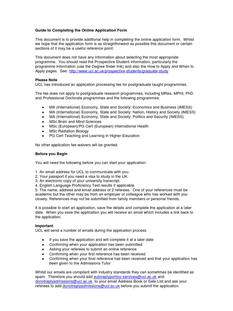 UCL Postgraduate Application Guide | PDF | Career & Growth | Business