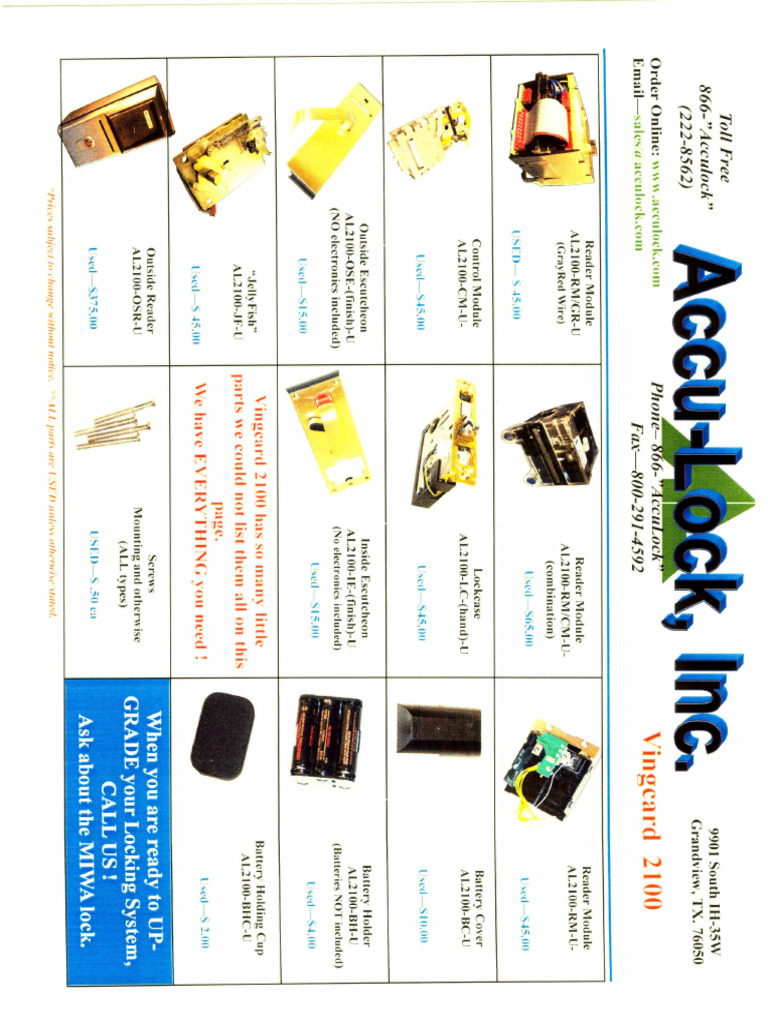 Vingcard 1050 Brochure Front Page 1 | PDF
