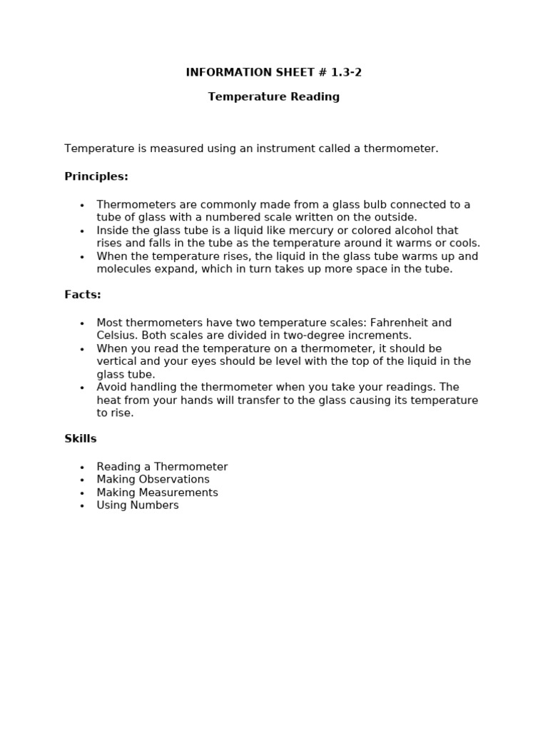 Informations sheet 1 3 2 temperature reading pdf fahrenheit