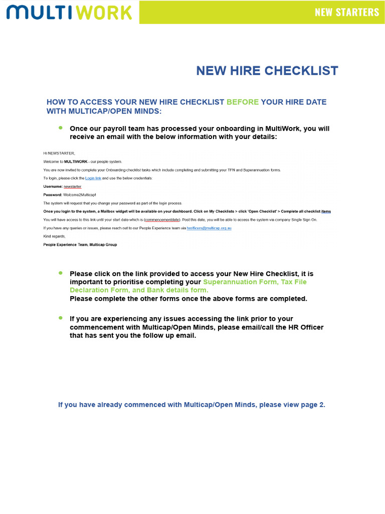 New Hire Checklist Instructions | PDF | Cyberspace | Computing