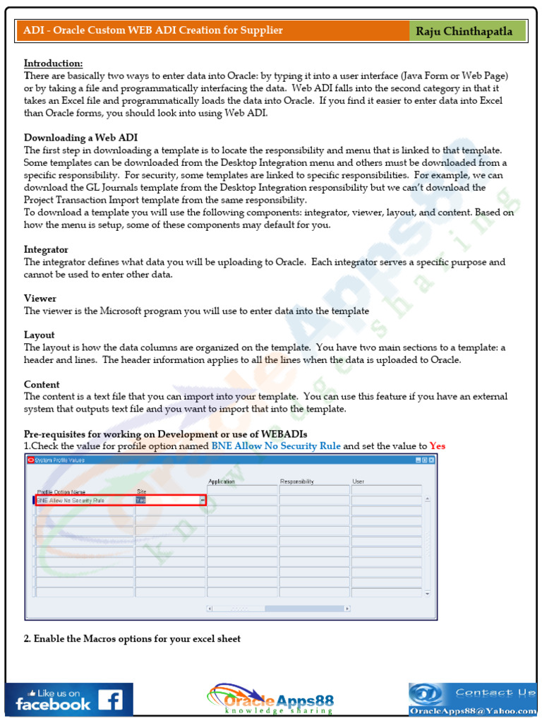 Creating Custom Web ADI for Suppliers | PDF | Microsoft Excel | Computing