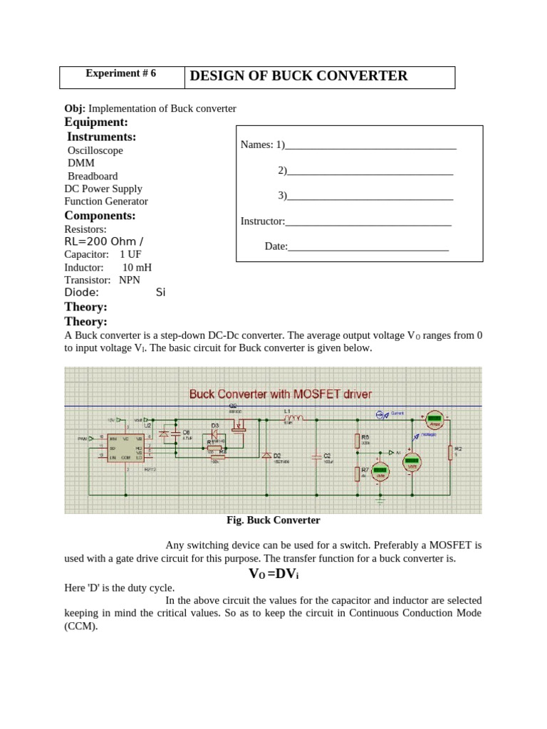 Buck Converter Design Experiment Guide | PDF | Technology & Engineering