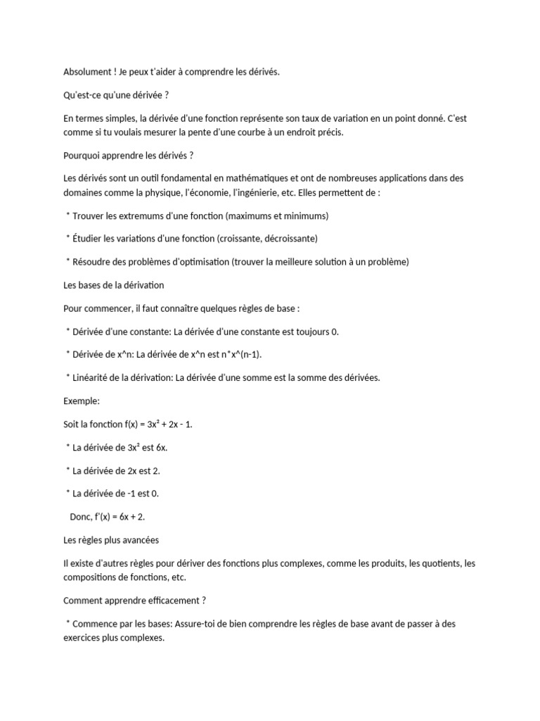 Introduction aux dérivés en mathématiques | PDF