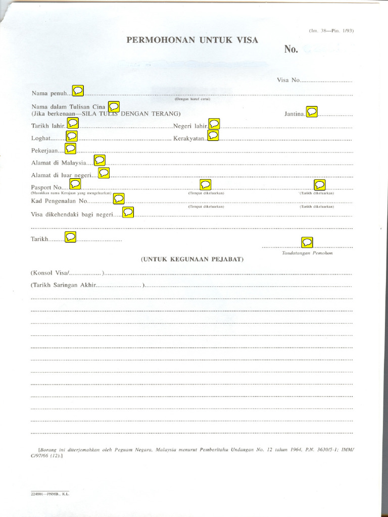 Visa Application Form (Im. 38) | PDF