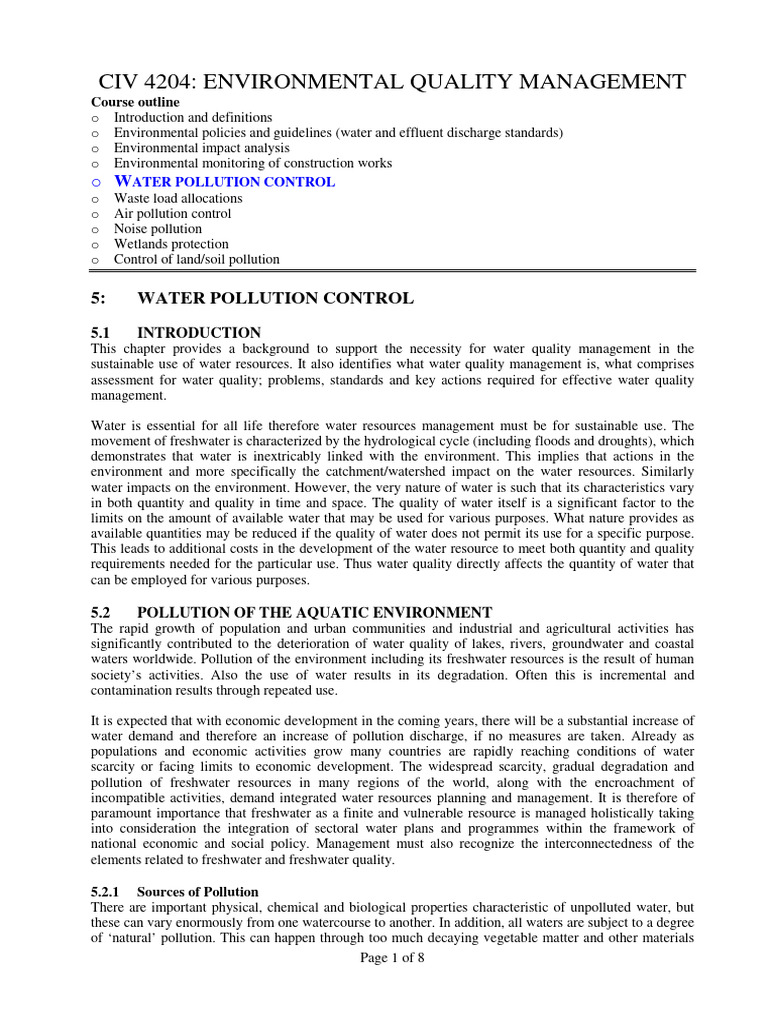 Water Quality Management Overview | PDF | Sewage | Sewage Treatment