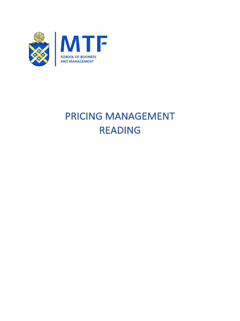 Pricing+Reading | PDF | Elasticity (Economics) | Pricing
