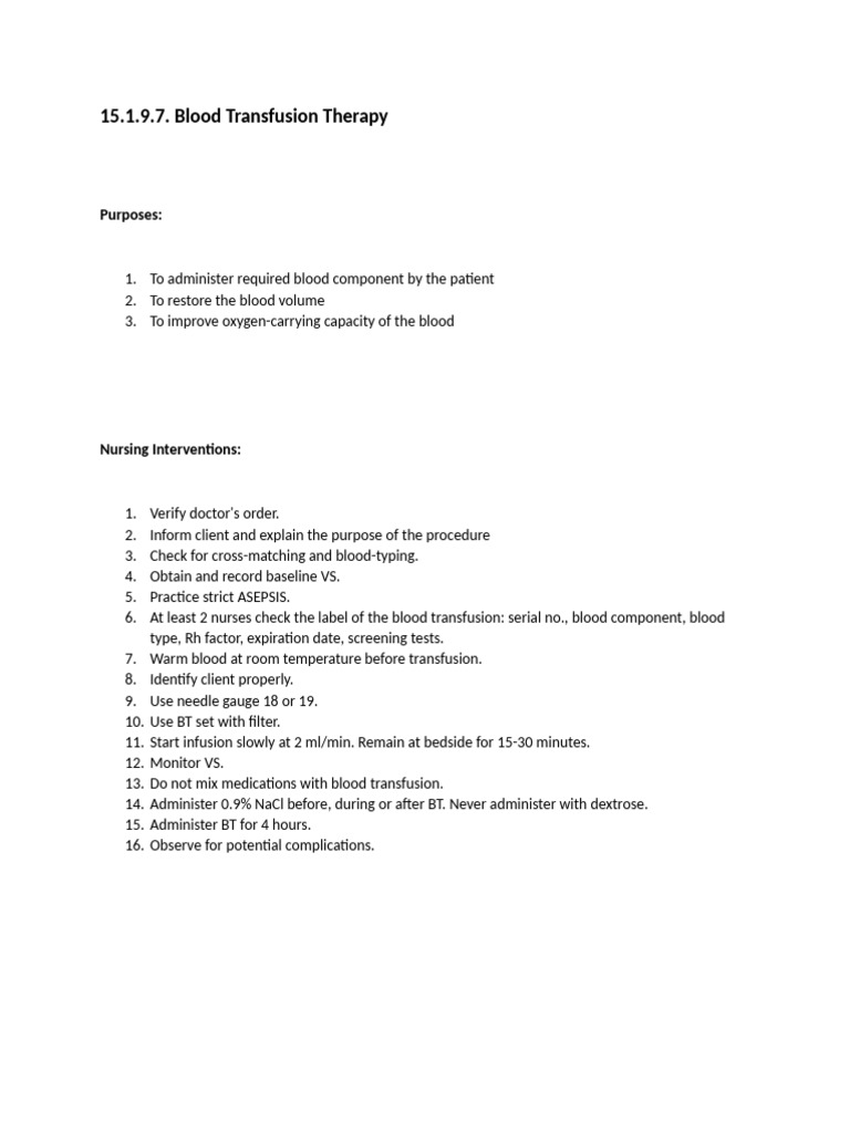 Blood Transfusion Therapy | PDF | Blood Transfusion | Blood