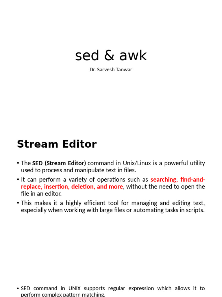 Sed & Awk | PDF | Art | Technology & Engineering