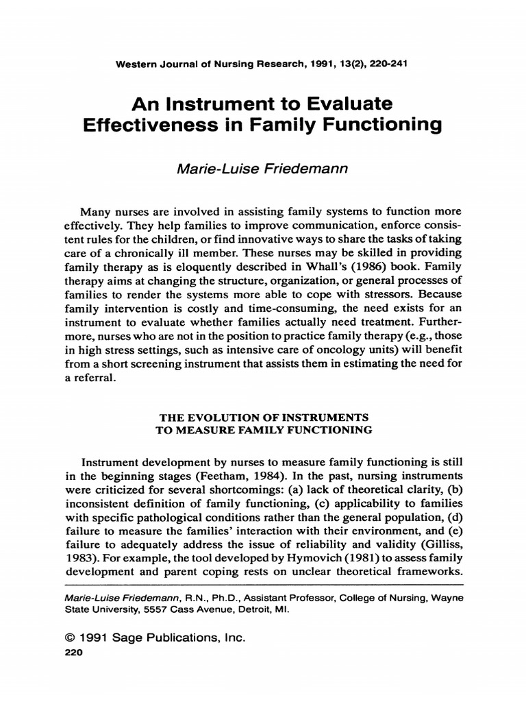 An Instrument To Evaluate Effectiveness in Family Functioning | PDF