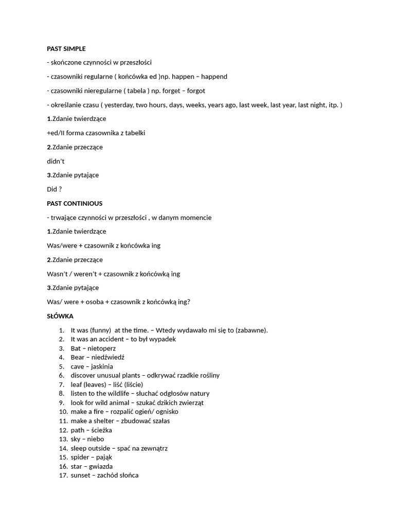 Past simple pdf