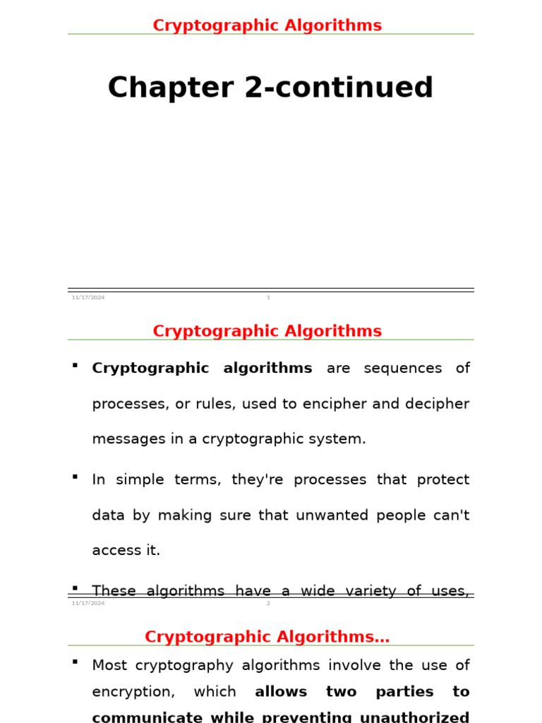 Overview of Cryptographic Algorithms | PDF | Cryptography | Encryption