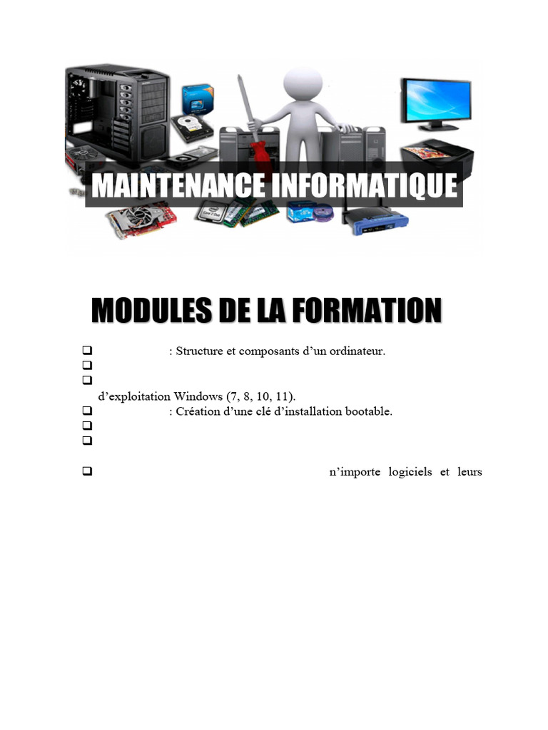 Support de Cours Maintenance Informatique | PDF | Microprocesseur multi ...