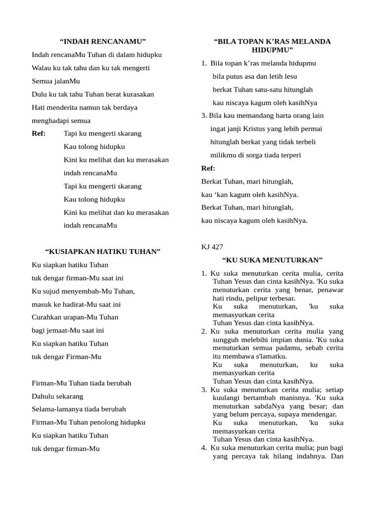 "Indah Rencanamu" "Bila Topan K'Ras Melanda Hidupmu" | PDF