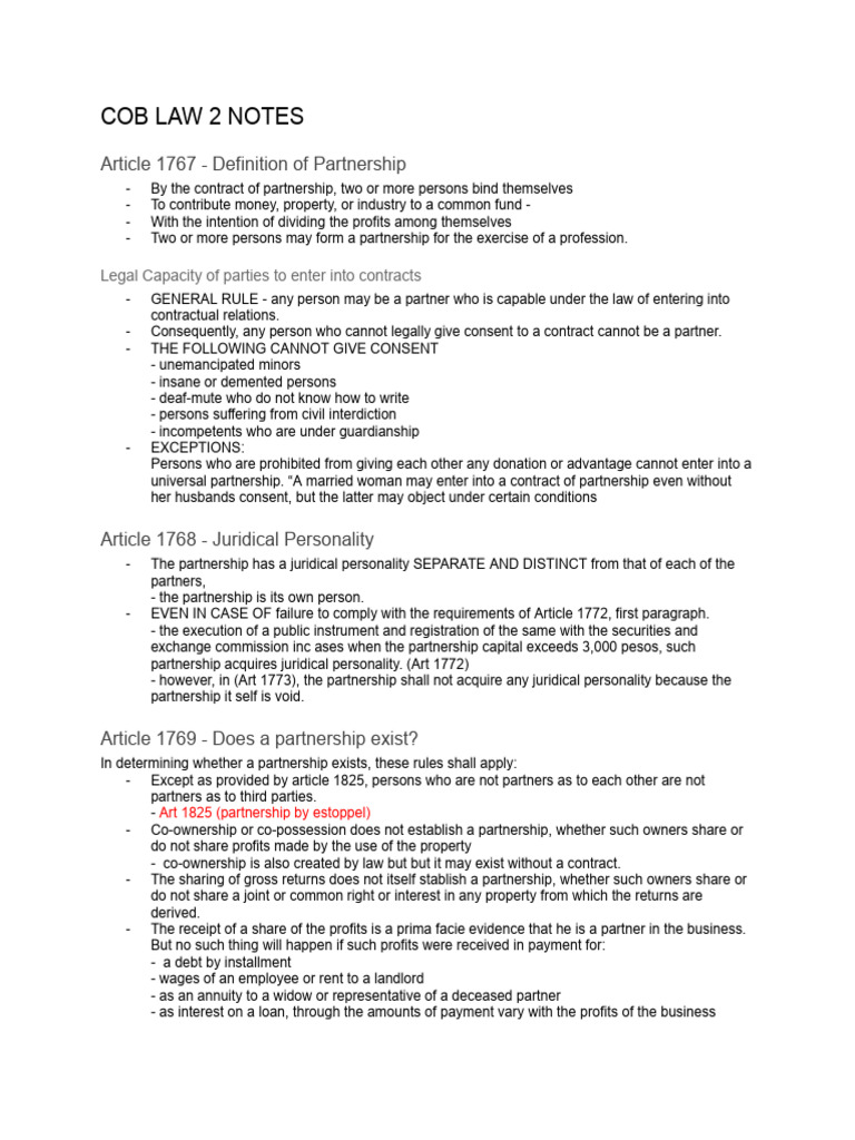 Coblaw 2 notes pdf partnership limited partnership
