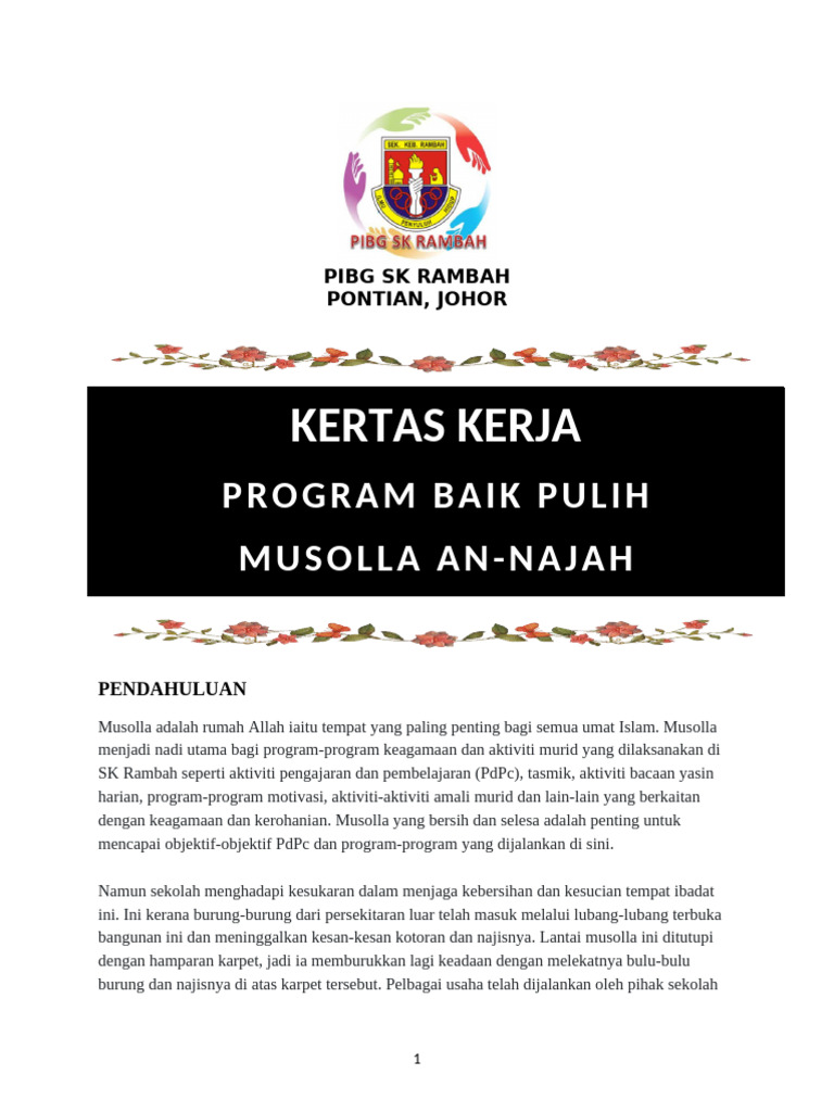 Program Baik Pulih Musolla SK Rambah | PDF | Karier & Perkembangan