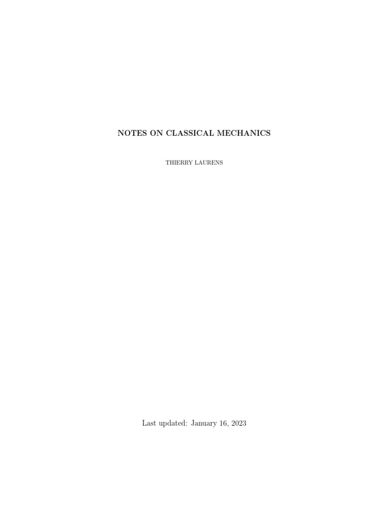 Classical Mechanics Study Notes | PDF | Hamiltonian Mechanics | Torque