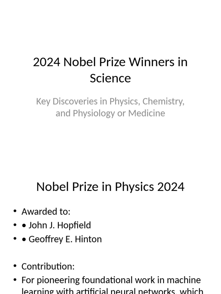 2024 Nobel Prize Winners in Science Updated | PDF | Self-Improvement ...