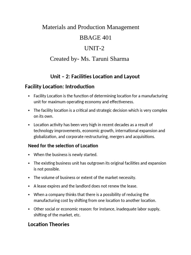 Facility Location and Layout Strategies | PDF | Cost Of Living | Economies