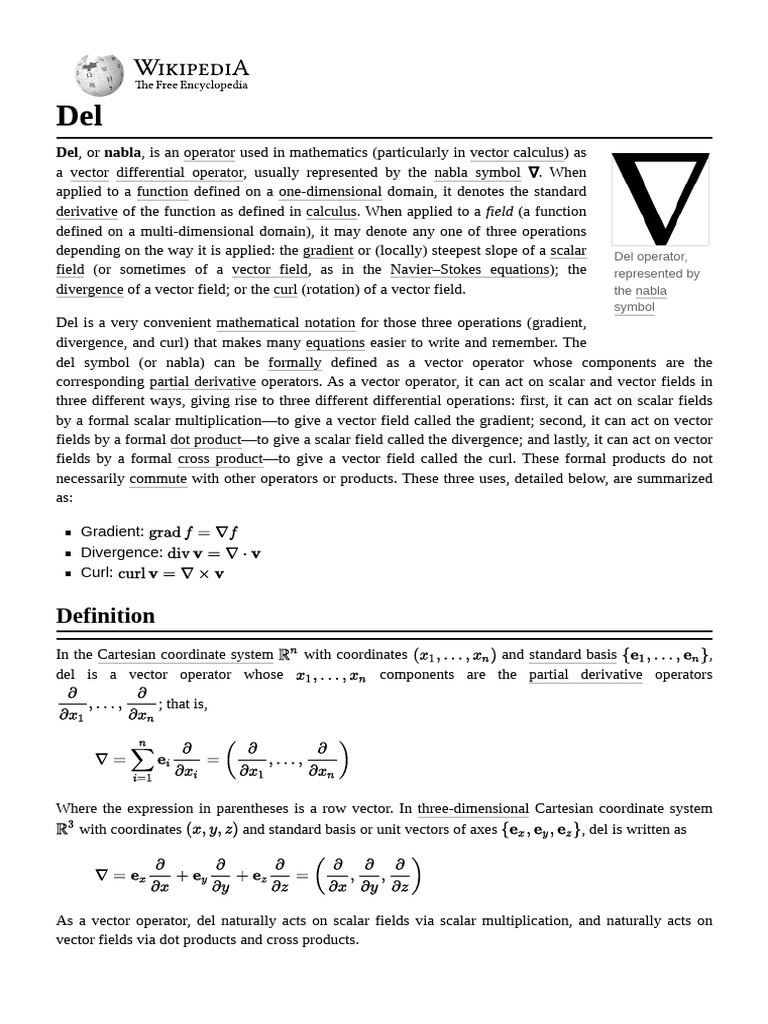 Del | PDF | Gradient | Physics
