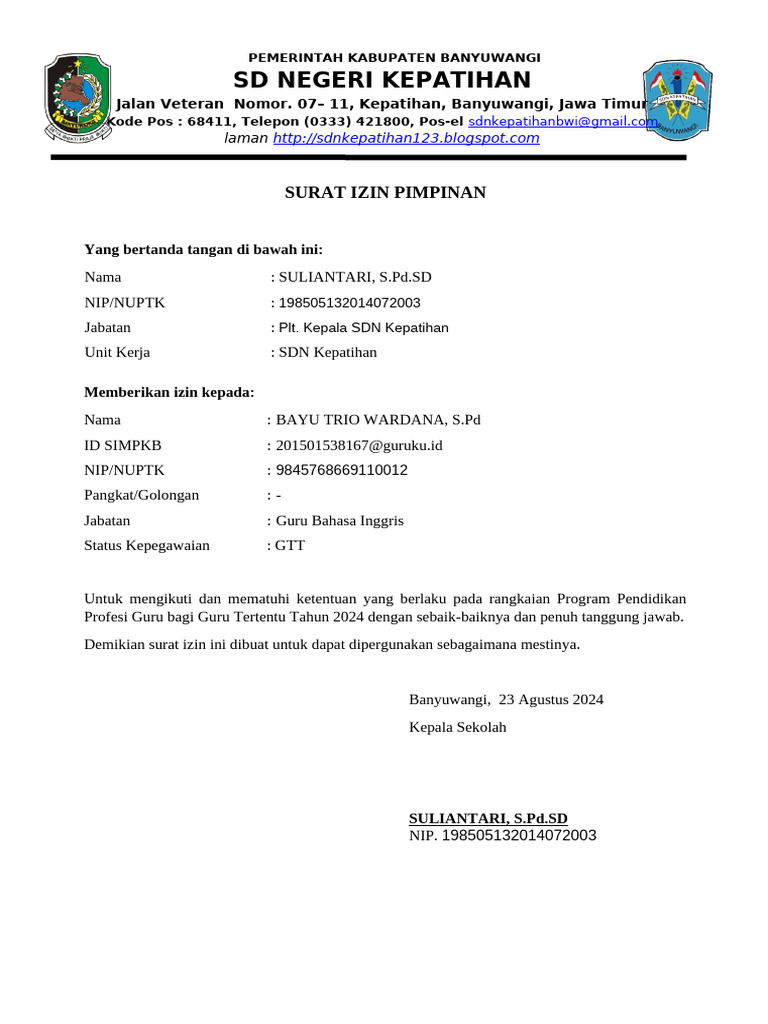 Izin Program Pendidikan Guru 2024 | PDF