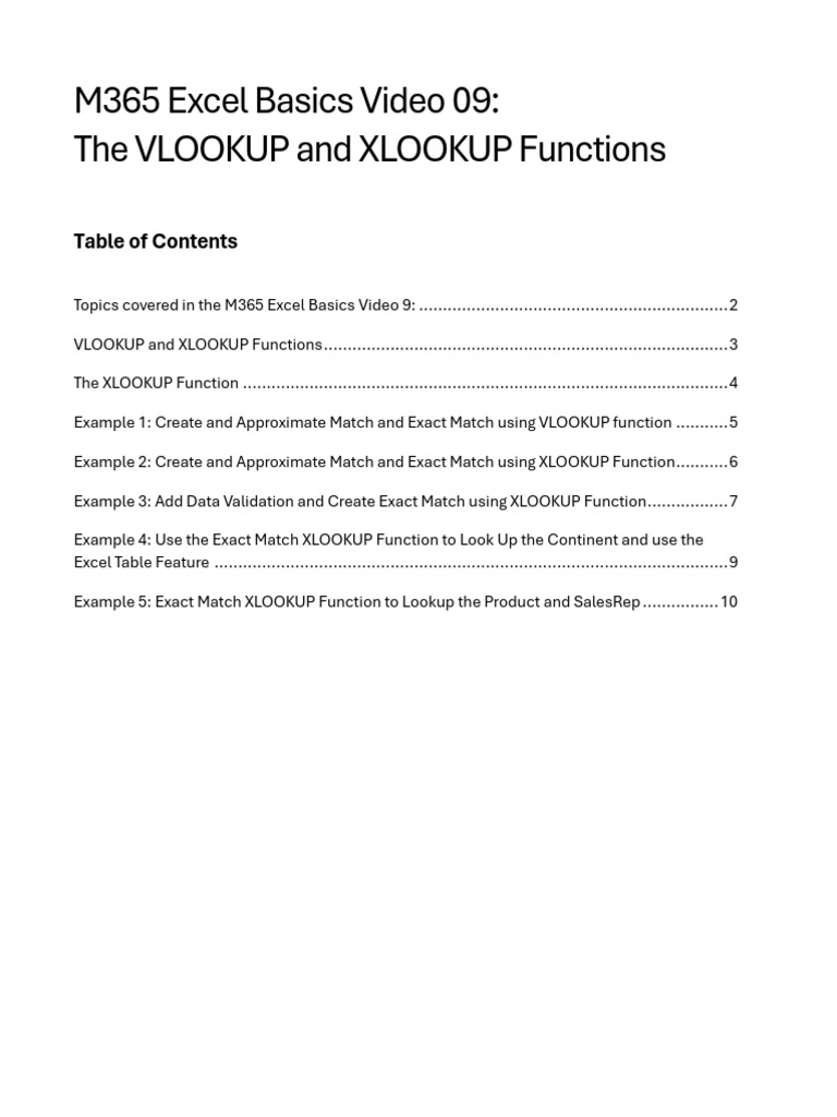M365 Excel Basics Video 09 The VLOOKUP And XLOOKUP Functions PDF M365 excel basics video 09 the vlookup and xlookup functions pdf