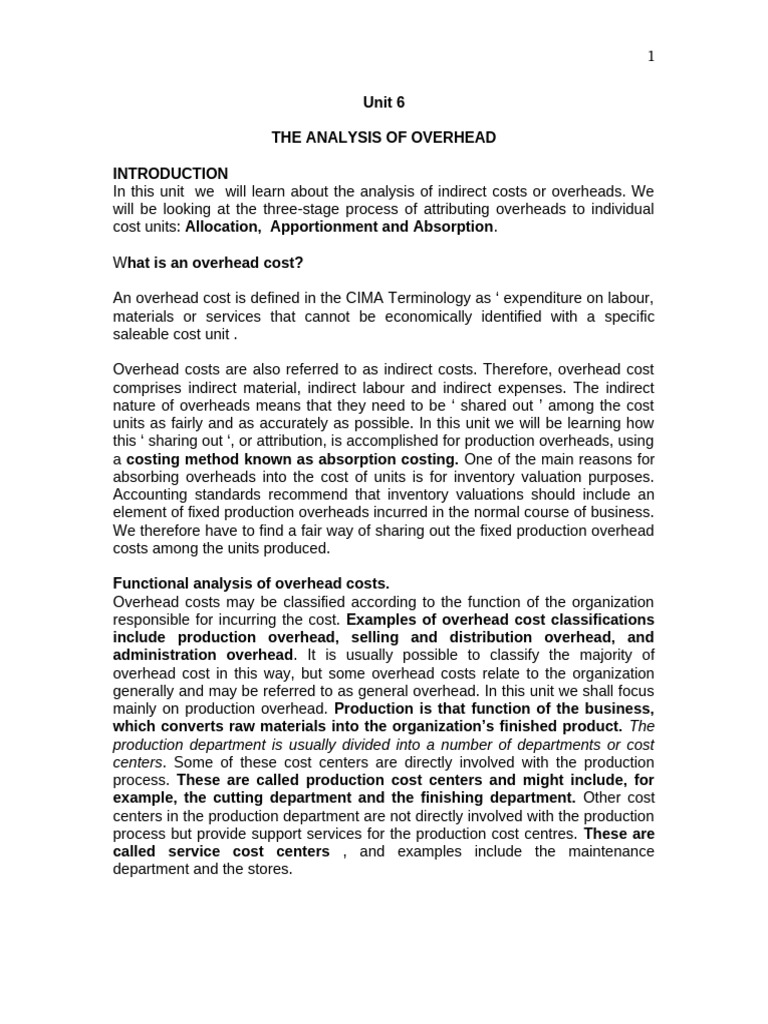 The Analysis of Overhead | PDF | Cost Of Goods Sold | Cost
