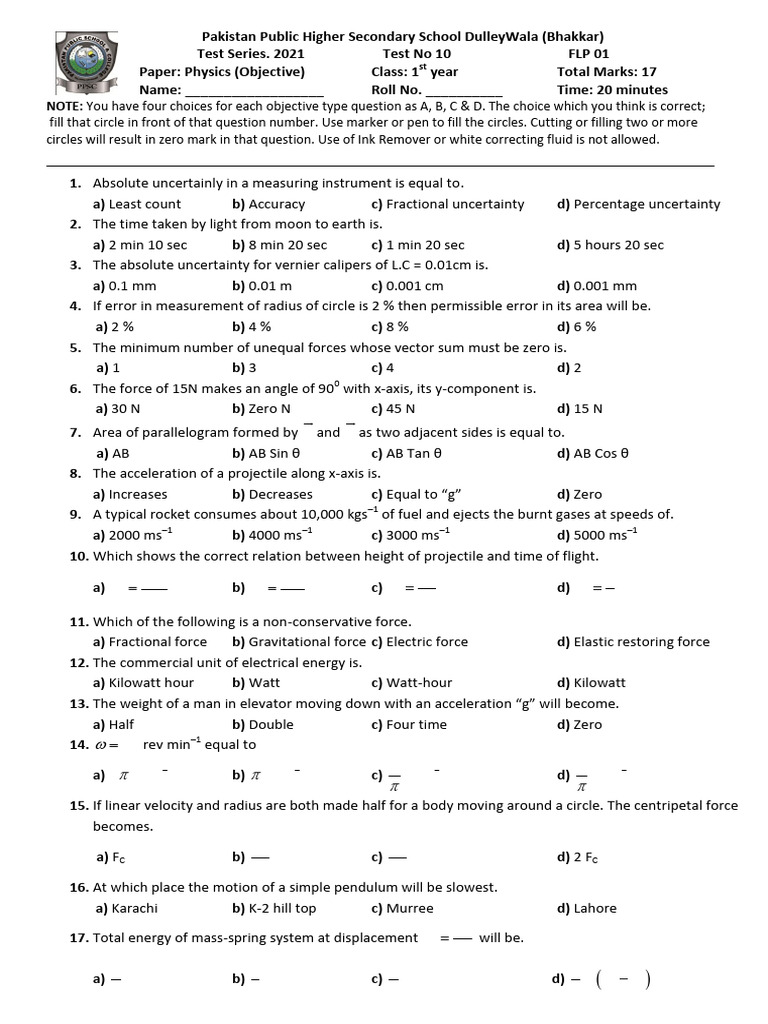 Physics 11 Pdf Force Momentum