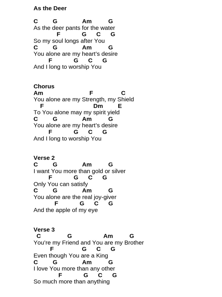 As the Deer Chords and Lyrics | PDF
