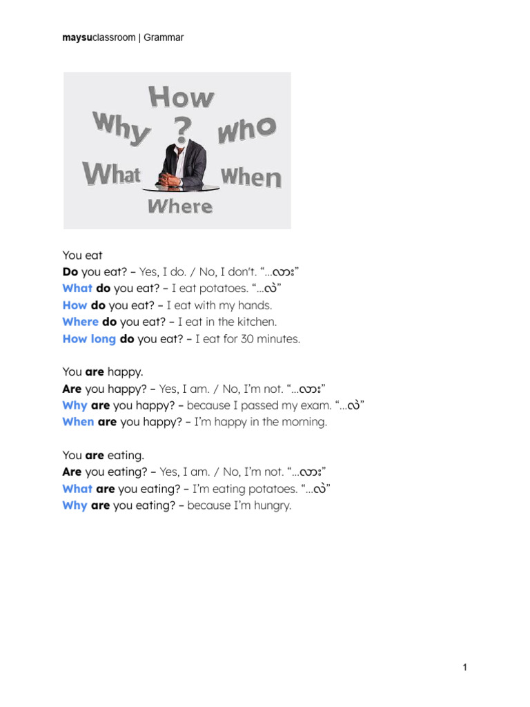 English Grammar Q&A Examples | PDF