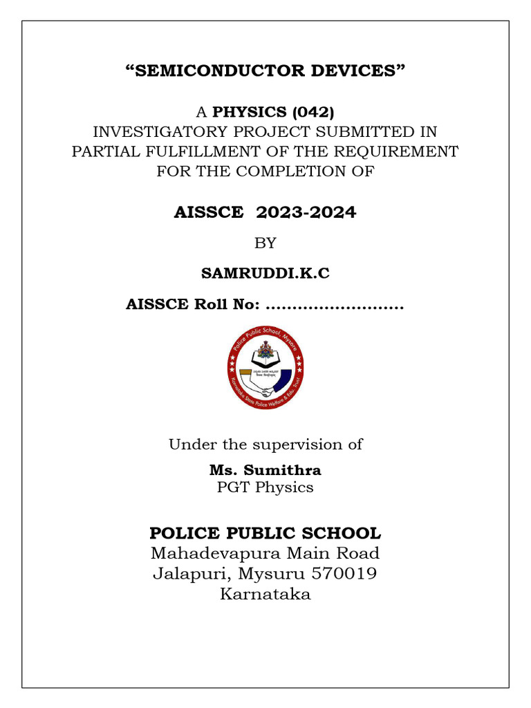 Semiconductor Devices Project Report | PDF | Semiconductors | P–N Junction