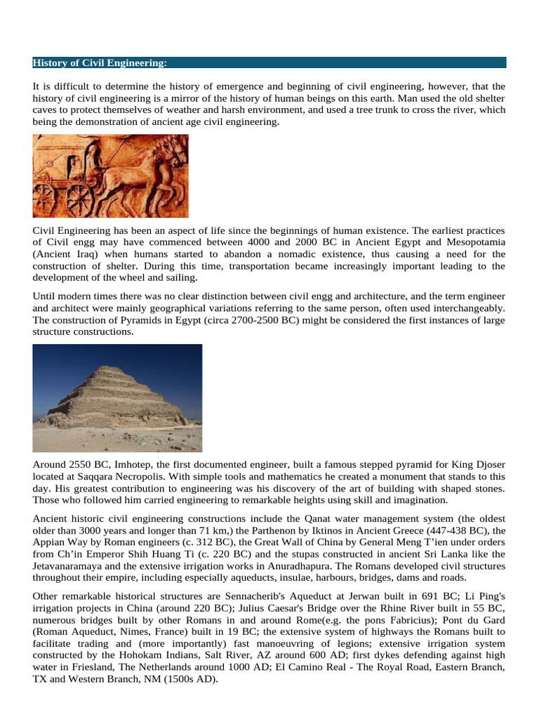 Ancient Civil Engineering History | PDF | Civil Engineering | Surveying