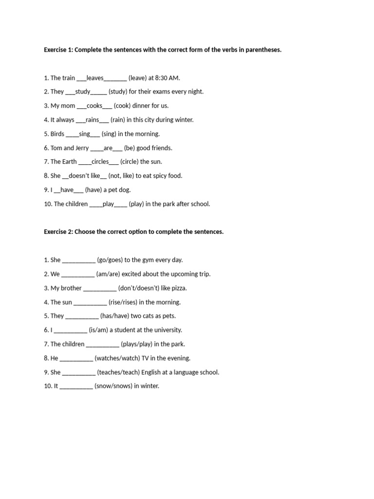 Present Tense 2 | PDF