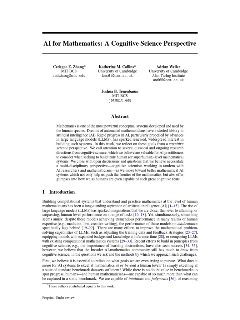 Cognitive Science Insights for AI Math | PDF | Artificial Intelligence ...