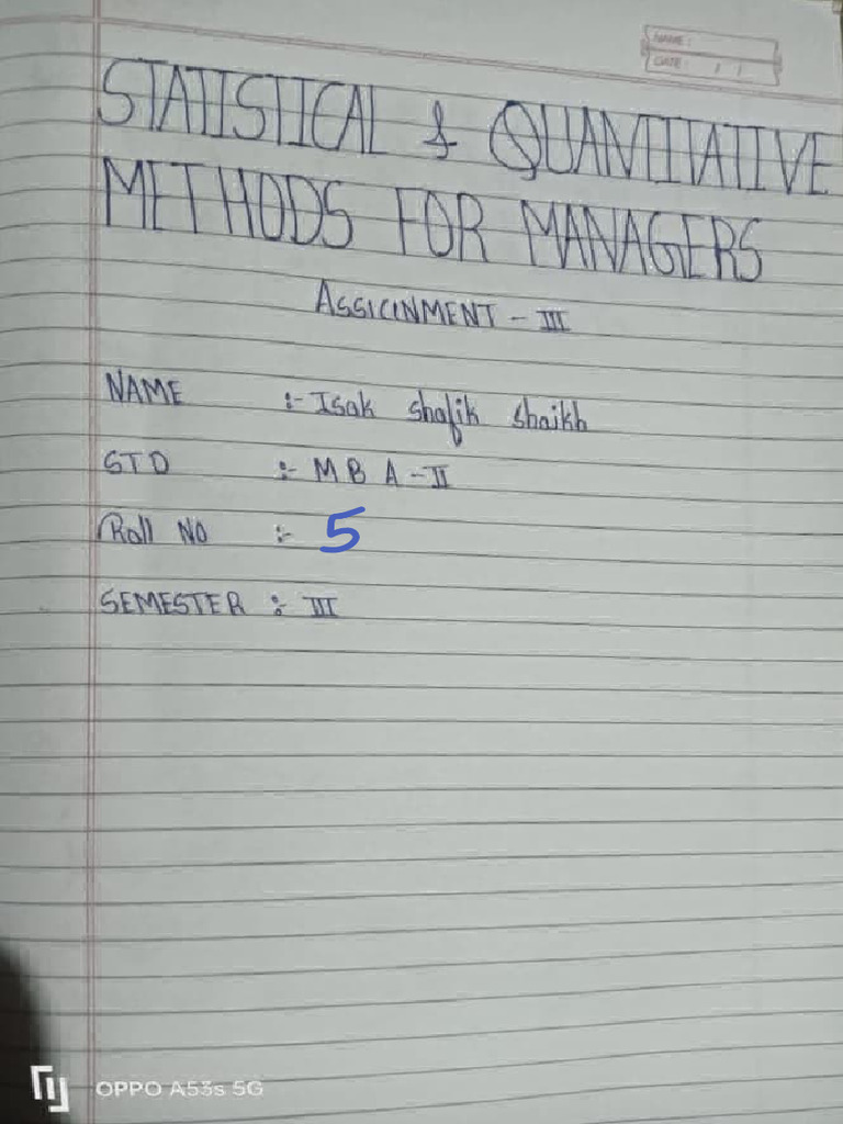 Sqmm sem 3 assignment 3 pdf
