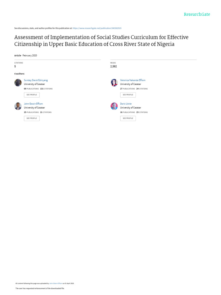 Social Studies Curriculum in Nigeria | PDF