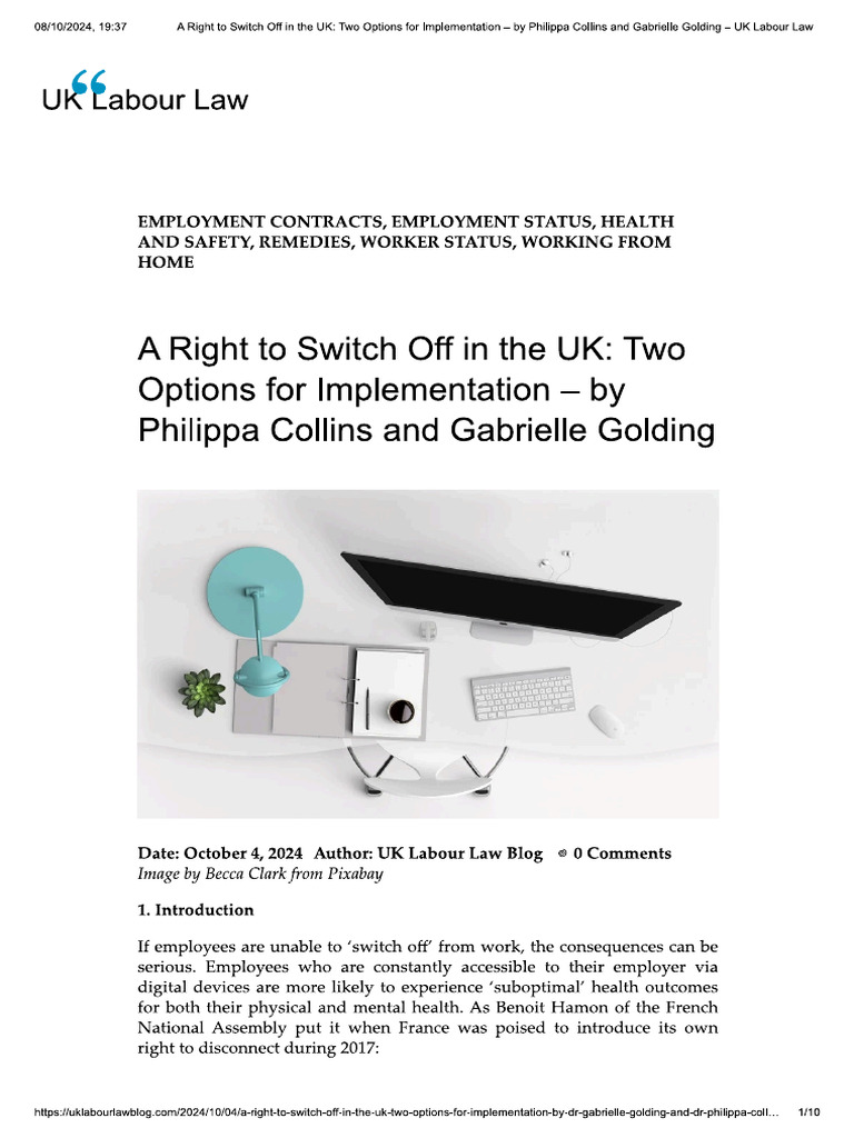 A Right To Switch Off in The UK - Two Op... and Gabrielle Golding Â UK ...