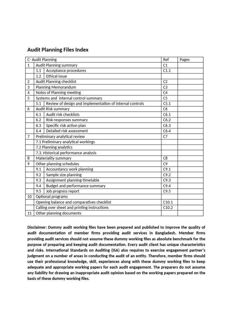 Audit Planning Index | PDF | Audit | Accounting