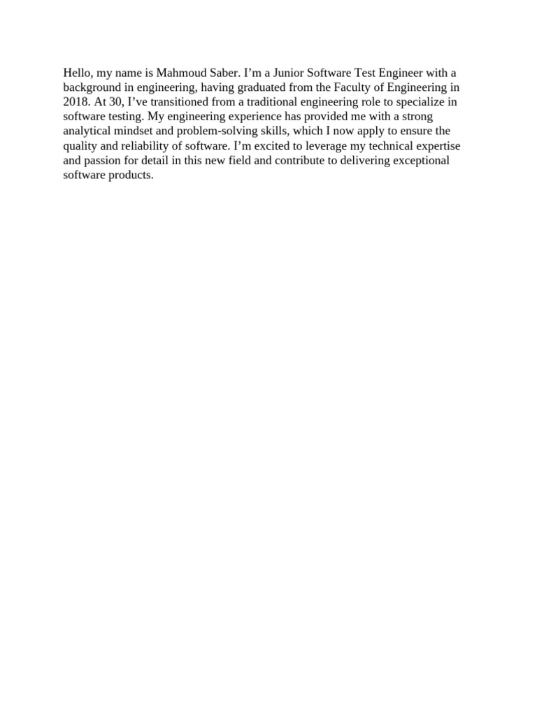 Junior Software Test Engineer Profile | PDF
