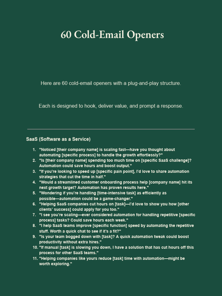 Cold-Email Openers for Automation | PDF | Software As A Service ...
