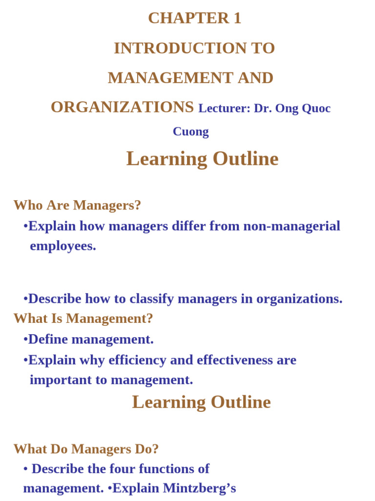 Chapter 1 Introduction To Management and Organizations | PDF ...