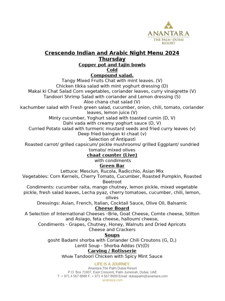 Crescendo Indian & Arabic Menu 2024 | PDF | Salad | Pickling