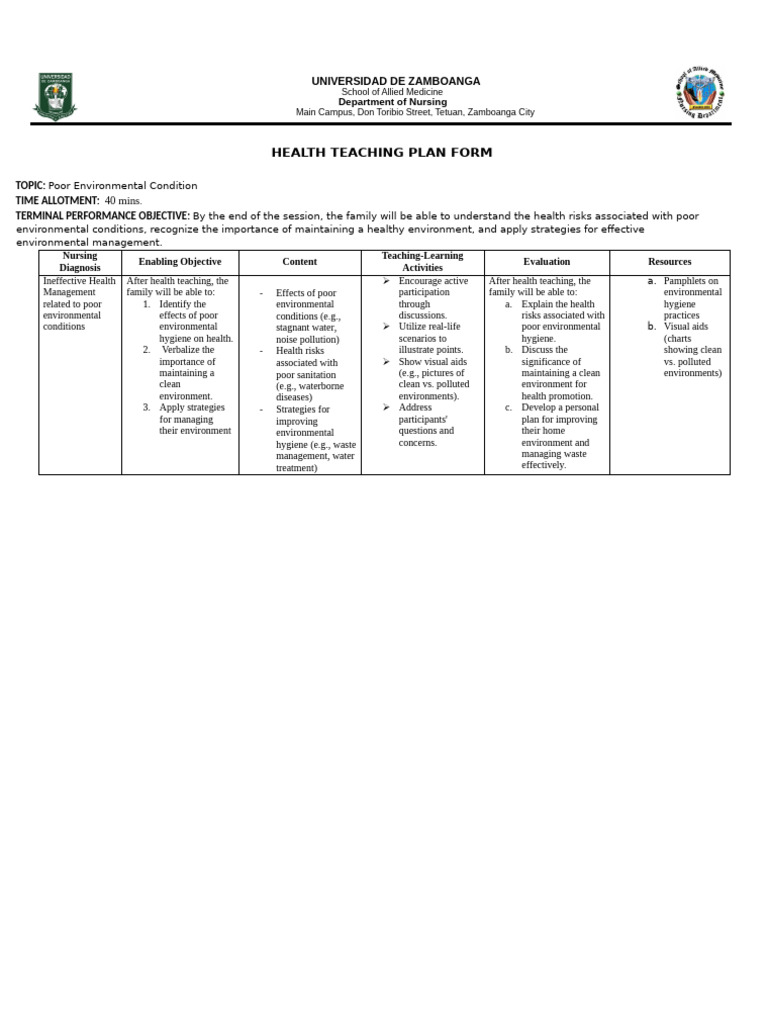 health-teaching-plan-form-pdf-hygiene-public-health