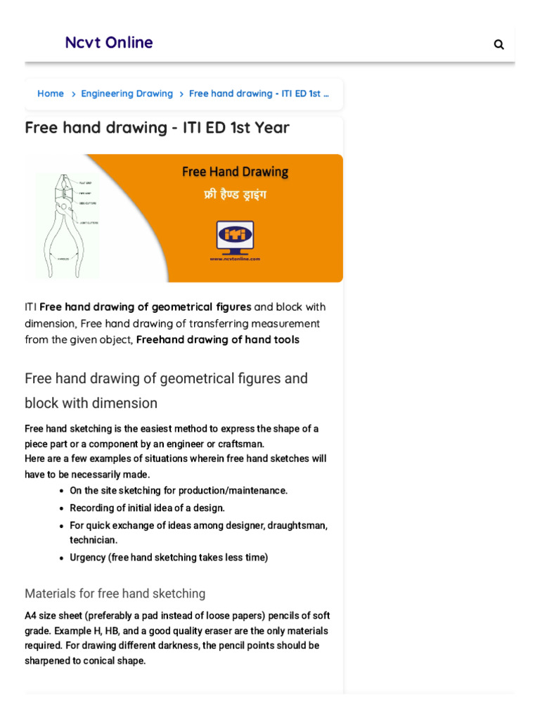 Free hand drawing iti ed 1st year pdf drawing machinist