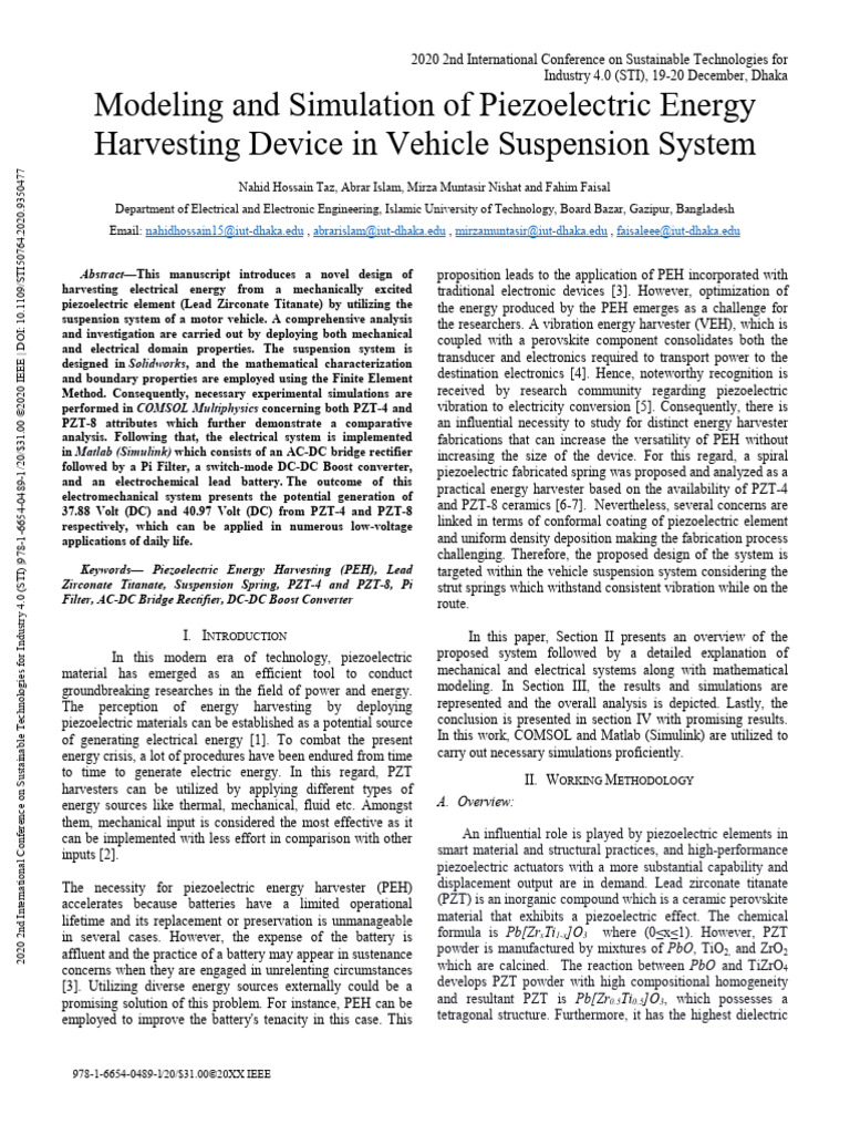 Modeling and Simulation of Piezoelectric Energy Harvesting Device in ...