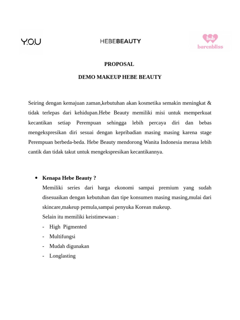 Proposal Demo Makeup Hebe Beauty | PDF