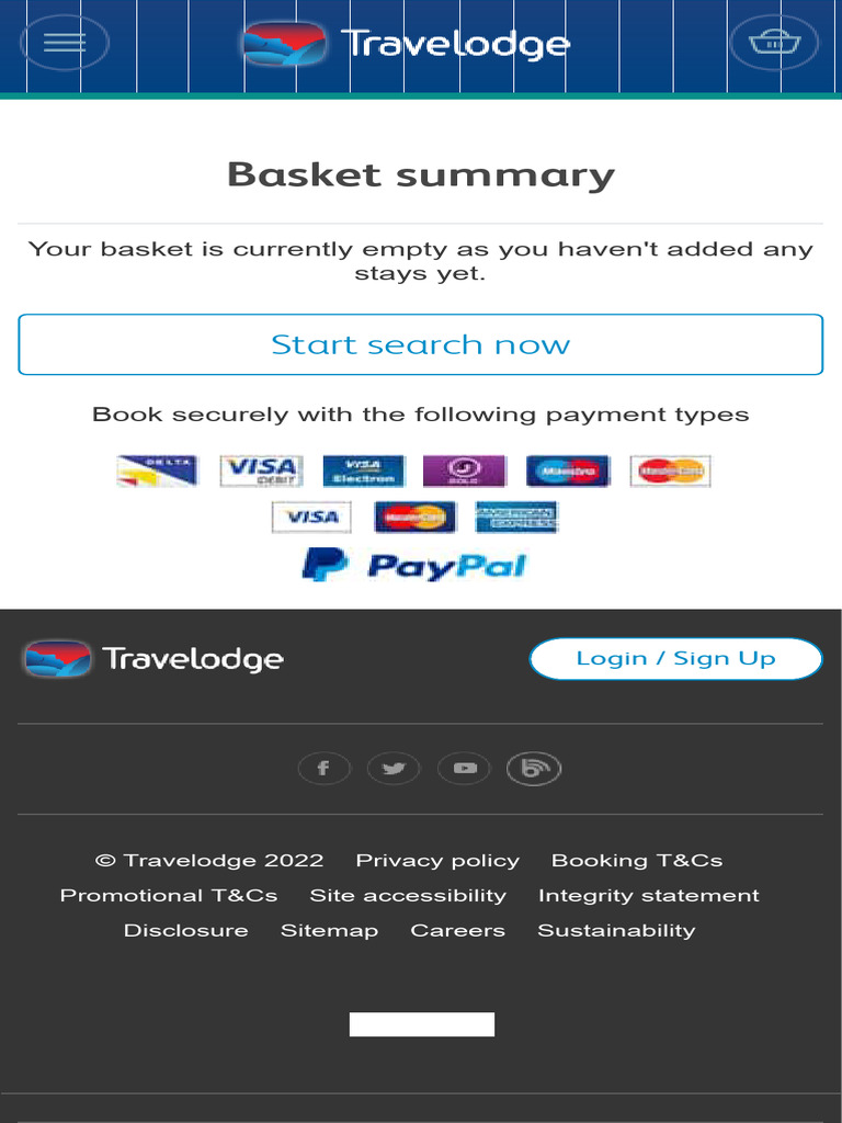Empty Travelodge Booking Basket | PDF