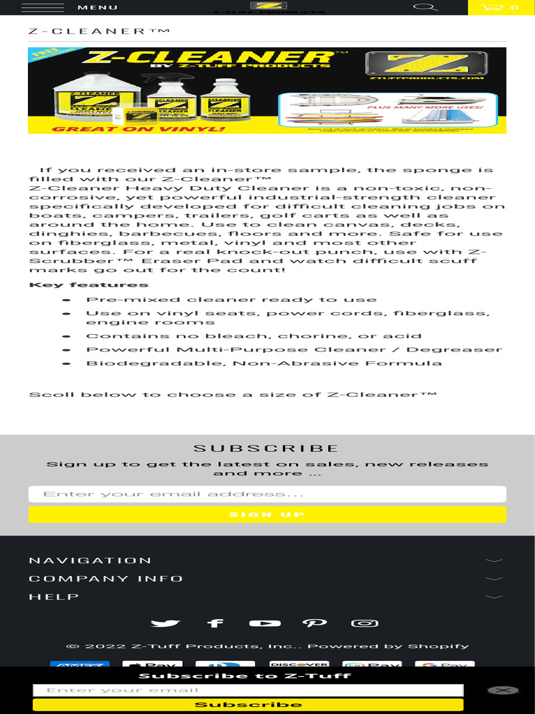 Z-Cleaner™ - Z-Tuff Products, Inc | PDF