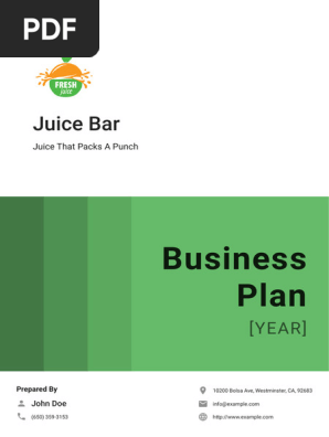 Juice Bar Business Plan Example