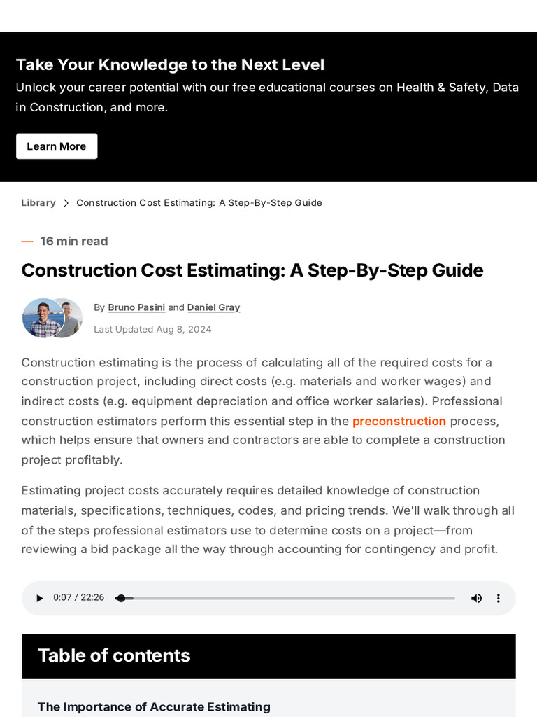Construction Cost Estimating Guide | PDF | Insurance | Employment