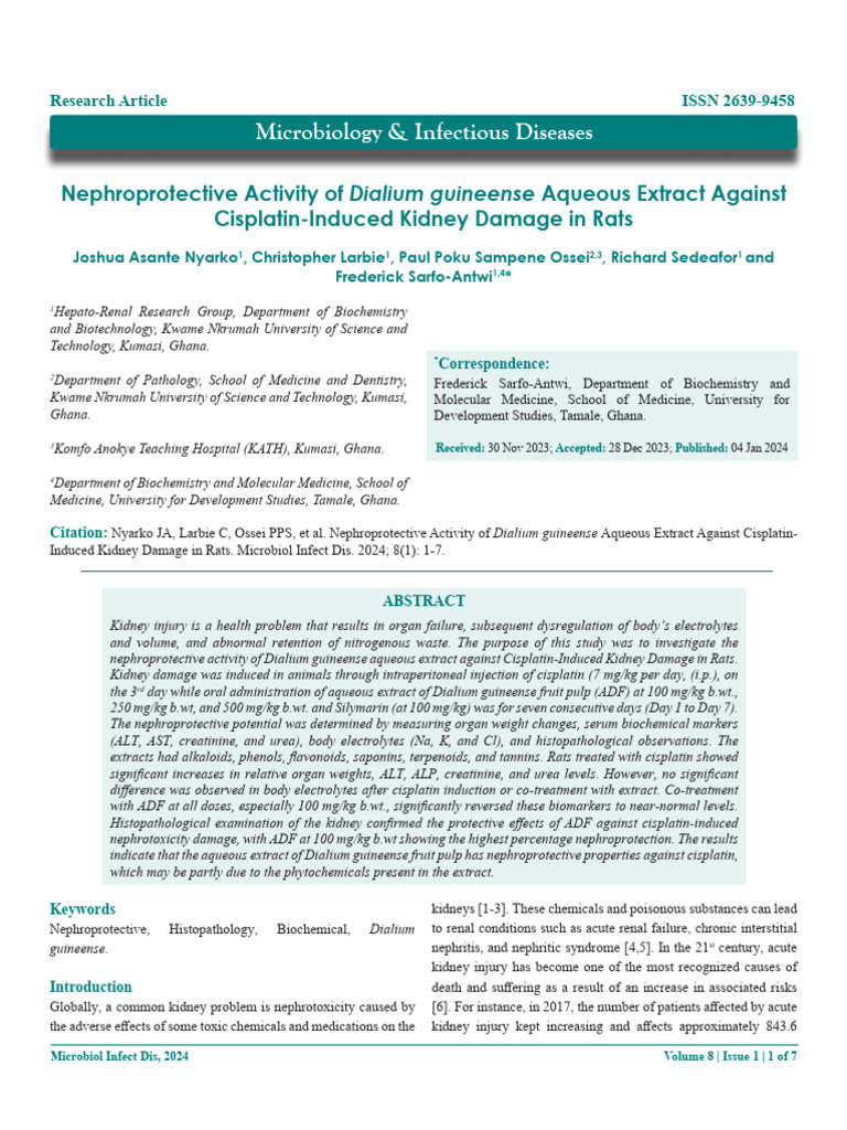 Nephroprotective Activity of Dialium Guineense Aqueous Extract Against ...